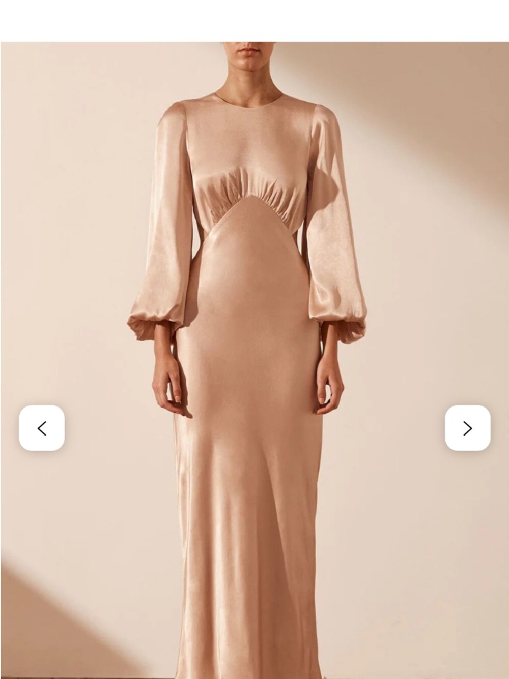 Shona Joy Blush Satin Long Sleeve Maxi Dress